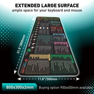 Extended Large Surface Keyboard Mat - Black